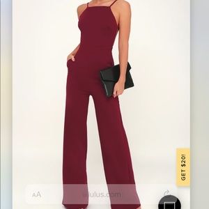 Lulu’s Something To Behold Burgundy Jumpsuit